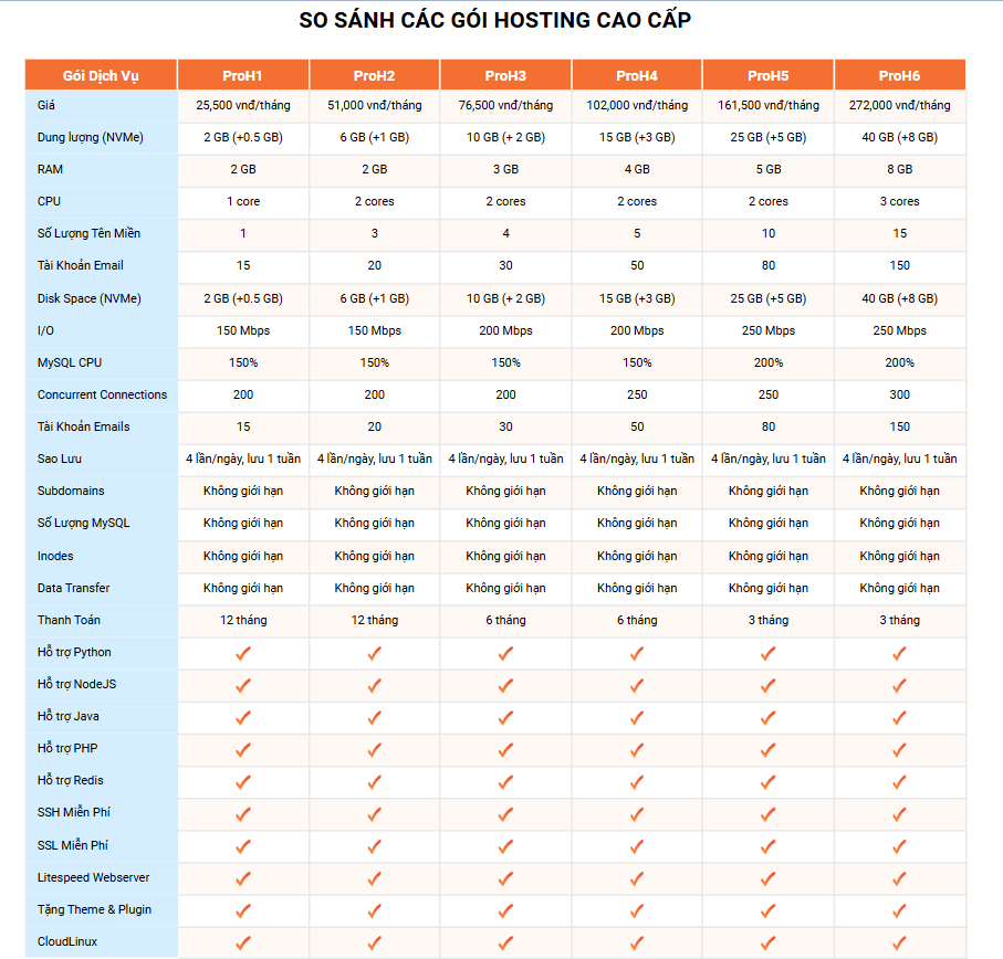 bang gia hosting cao cap nvme vinahost