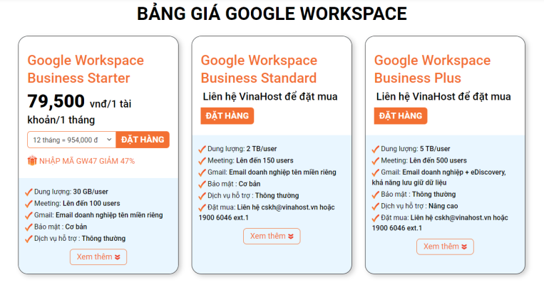 vinahost google workspace