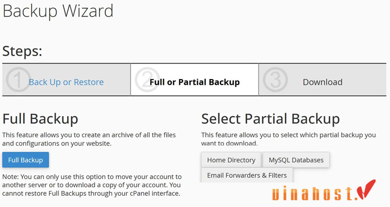 backup va restore tren cpanel