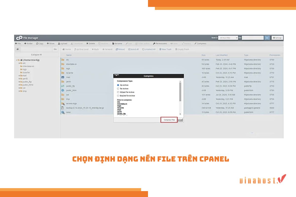 nen va giai nen tren cpanel