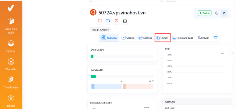 cai dat he dieu hanh tren vps vinahost