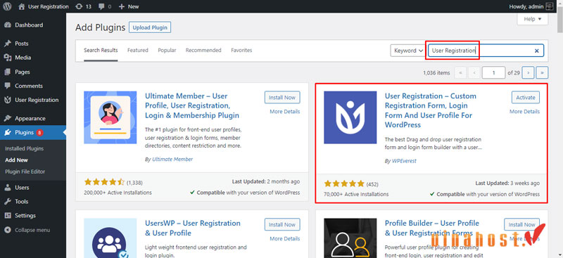 plugin User Registration