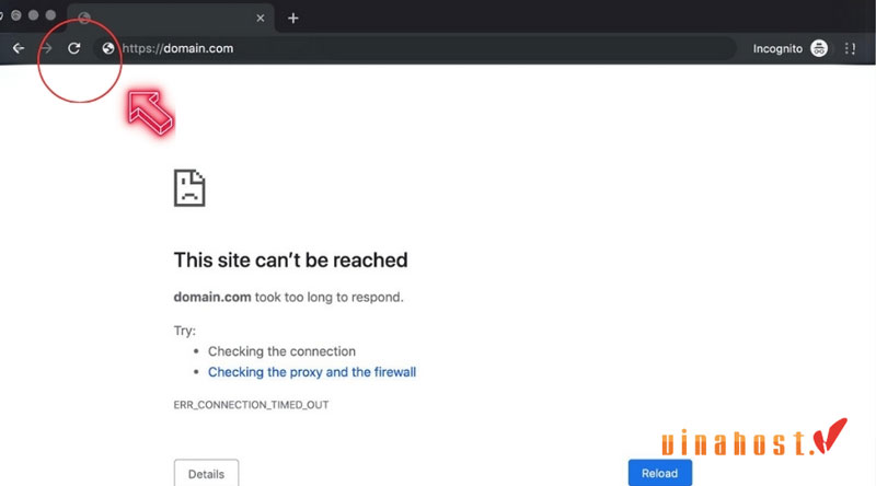Thử sửa lỗi ERR_CONNECTION_TIMED_OUT bằng cách tải lại trang web