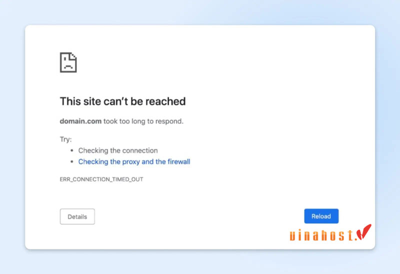 ERR_CONNECTION_TIMED_OUT là lỗi xảy ra khi máy chủ (server) của trang web mất quá nhiều thời gian để phản hồi lại yêu cầu từ trình duyệt.