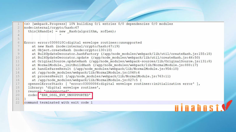 Lỗi ERR_OSSL_EVP_UNSUPPORTED là lỗi xảy ra khi ứng dụng đang cố gắng sử dụng một thuật toán mã hóa đã lỗi thời hoặc không còn được hỗ trợ bởi phiên bản OpenSSL mới mà hệ thống đang chạy.
