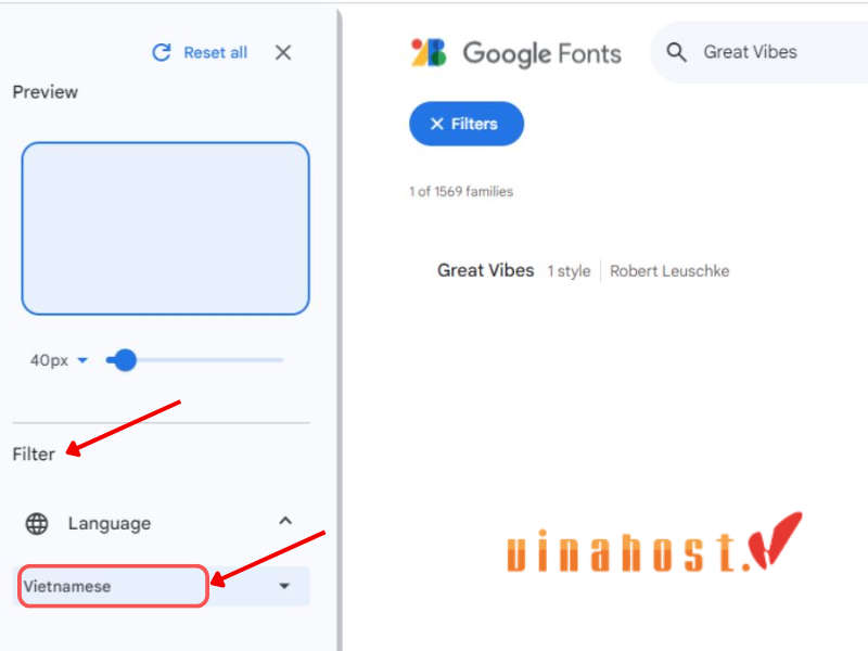 giao diện Google fonts