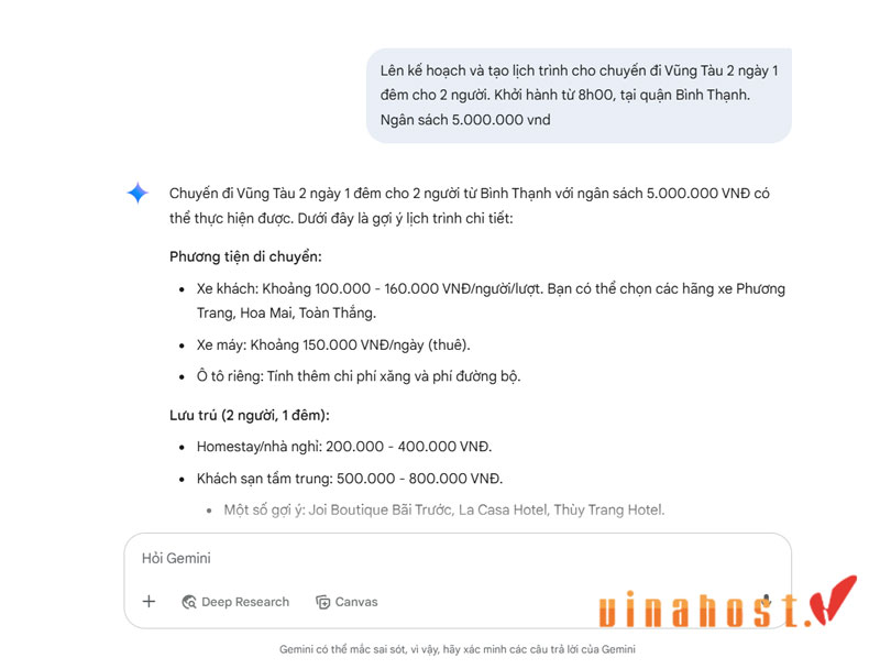 tao lich trinh bang gemini