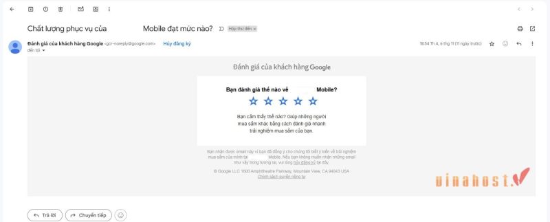 nhận xét và đánh giá rating thông qua thư điện tử