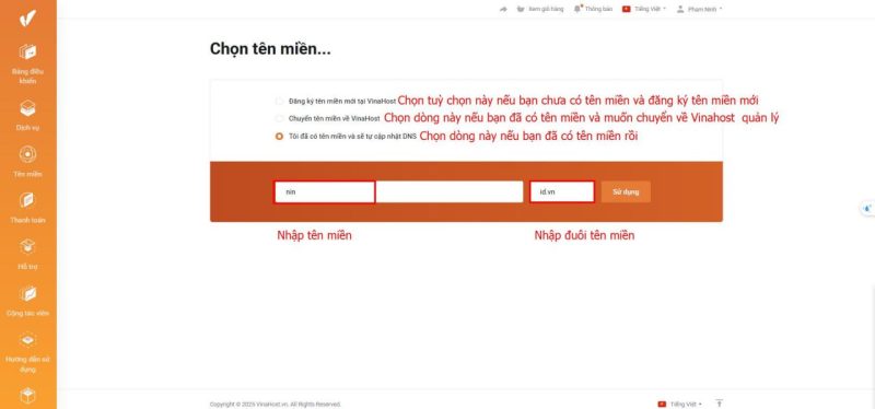 huong dan thue hosting gia re vinahost